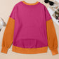 Contrast Round Neck Long Sleeve Sweatshirt