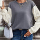 Contrast Round Neck Drop Shoulder Sweatshirt