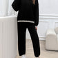 Round Neck Dropped Shoulder Top and Pants Sweater Set