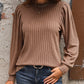 Perfee Ribbed Round Neck Long Sleeve T-Shirt