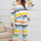 Striped Round Neck Long Sleeve Top and Drawstring Pants Lounge Set