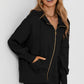 Zip Up Long Sleeve Drawstring Hoodie