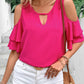 Cold Shoulder Flounce Sleeve Blouse