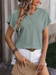 Mandy Textured Surplice Short Sleeve Blouse Sage