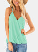 Full Size Surplice Spaghetti Strap Top Green