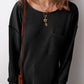 Pocketed Round Neck Long Sleeve Top