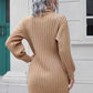 Ribbed Turtle Neck Long Sleeve Mini Sweater Dress