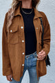 Pocketed Snap Down Long Sleeve Jacket Brown