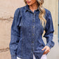 Button Up Collared Neck Denim Top