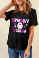 Graphic Round Neck Short Sleeve T-Shirt Black