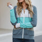 Zip-Up Raglan Sleeve Openwork Hooded Cardigan