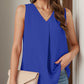 Full Size Ruched V-Neck Tank