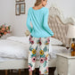 Round Neck Top and Printed Pants Lounge Set