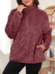Fuzzy Zip Up Long Sleeve Jacket Burgundy