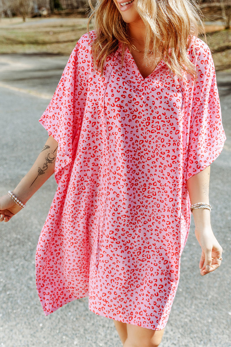 Leopard Print Tie Neck Dress