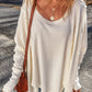 Exposed Seam Round Neck Long Sleeve Blouse