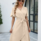 Tie Waist Flutter Sleeve Surplice Dress