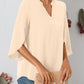 Notched Slit Half Sleeve Blouse