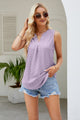 Notched Neck Curved Hem Eyelet Tank Lavender