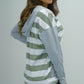 Shiny Full Size Striped Long Sleeve Hoodie