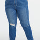 BAYEAS Full Size High Waist Distressed Washed Cropped Mom Jeans