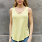 BOMBOM Criss Cross Front Detail Sleeveless Top in Butter Yellow