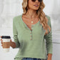 Striped Half Button Long Sleeve T-Shirt