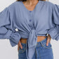 Button Up Flounce Sleeve Shirt