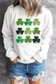 Lucky Clover Round Neck Dropped Shoulder Sweatshirt White