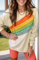 Contrast Round Neck Long Sleeve Sweatshirt Ivory