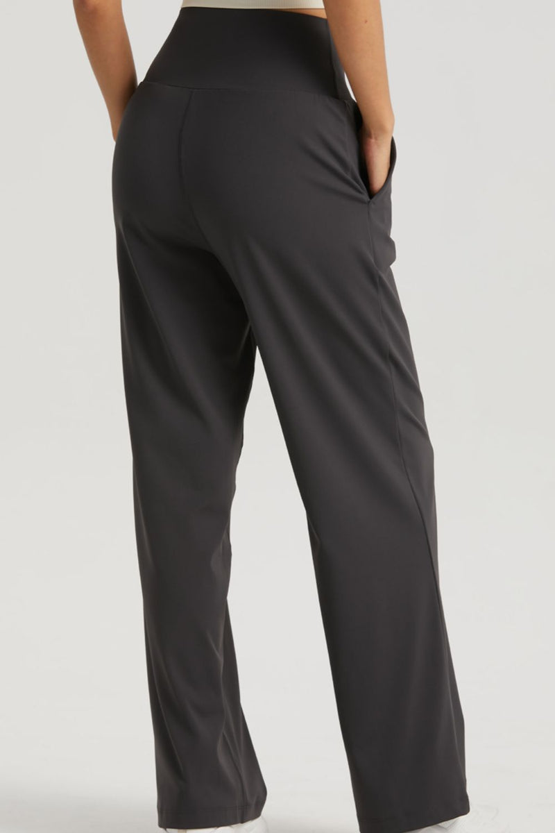 Straight Leg Sports Pants with Pockets