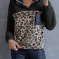 Ivy Lane Leopard Quarter-Snap Teddy Sweatshirt