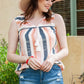 Striped Tassel Tie V-Neck Tank