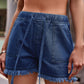 Drawstring Raw Hem Denim Shorts