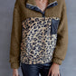 Ivy Lane Leopard Quarter-Snap Teddy Sweatshirt