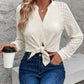 Perfee Textured Notched Long Sleeve Shirt