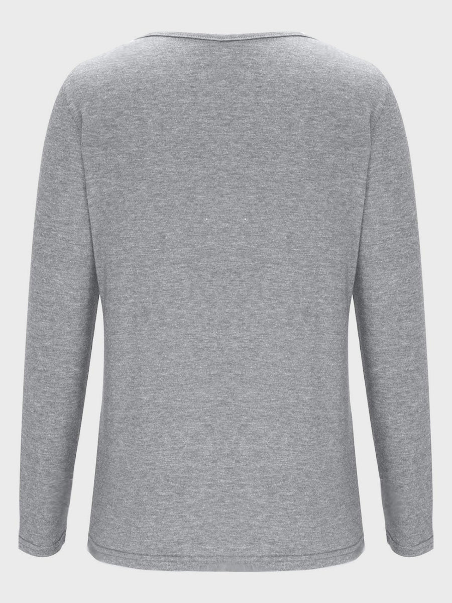 Crisscross V-Neck Long Sleeve T-Shirt