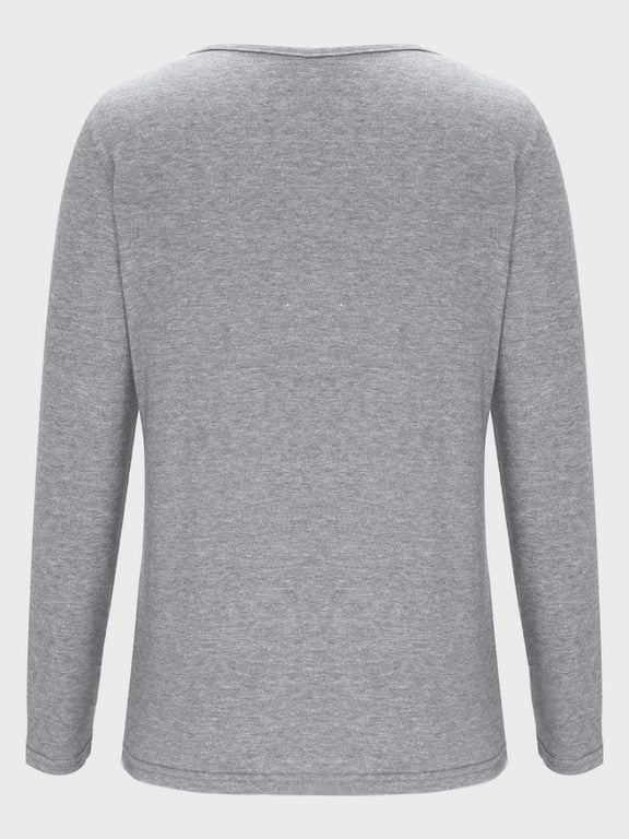 Crisscross V-Neck Long Sleeve T-Shirt