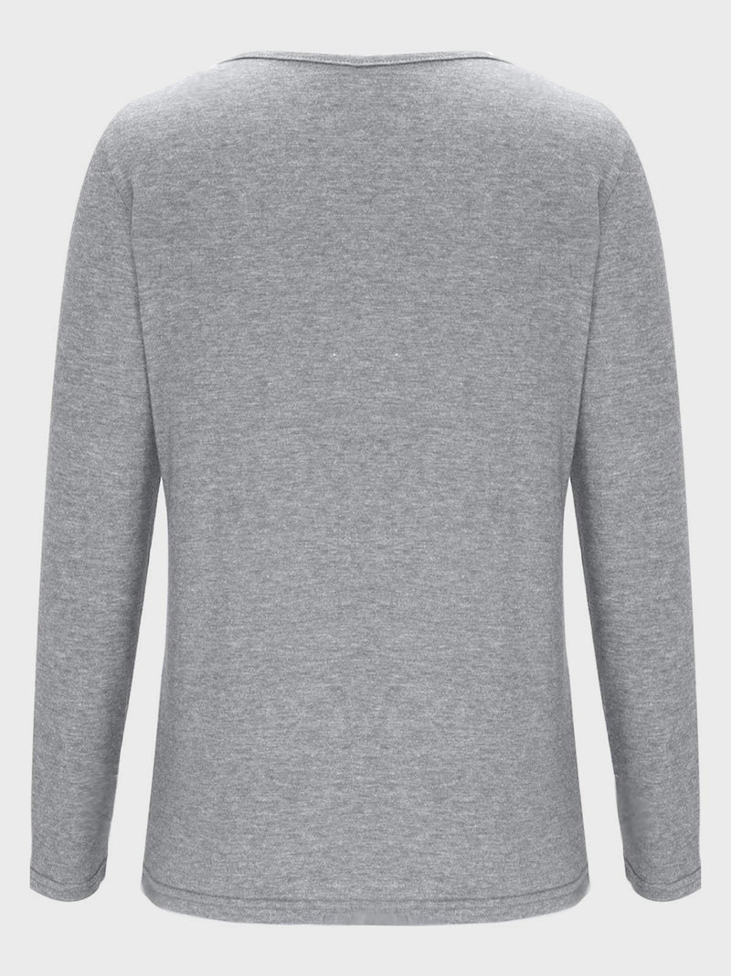Crisscross V-Neck Long Sleeve T-Shirt