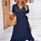 Surplice Neck Flutter Sleeve Dress