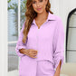 Button Up Long Sleeve Top and Shorts Set