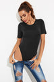 Round Neck Short Sleeve Bodysuit Black