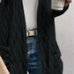 Texture Open Front Long Sleeve Cardigan with Pockets