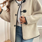 Contrast Trim Drop Shoulder Plush Coat