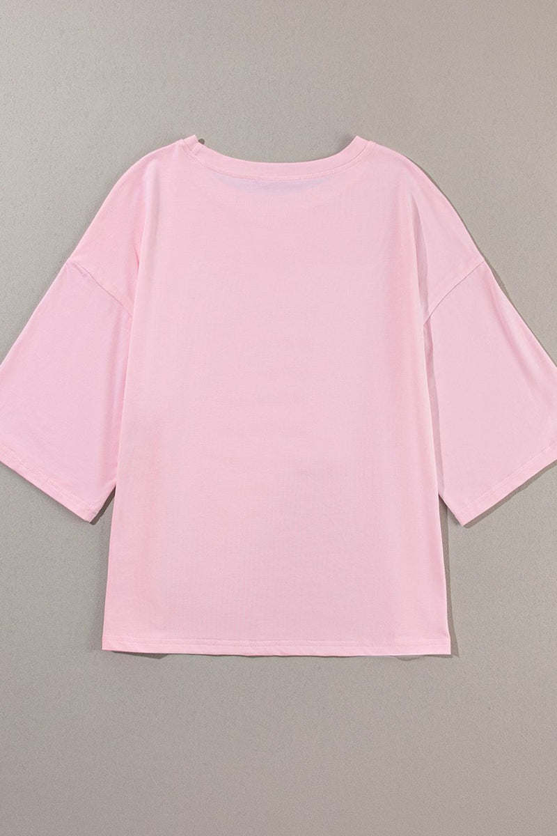 Color Block Star Patched Oversized T-Shirt