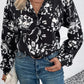 Perfee Floral Collared Neck Long Sleeve Top