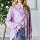 Veveret Raw Hem Button Up Long Sleeve Shirt