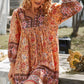 Bohemian Tie Neck Balloon Sleeve Dress