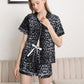 Lapel Collar Shirt and Shorts Pajama Set