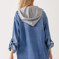 RISEN Zip Up Hooded Denim Shirt